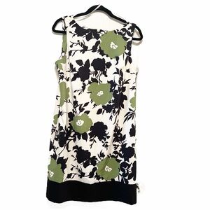 Floral Mini Dress in Black, Green and White